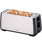 Cloer 3579 Grille-pain pour 4 tranches de toast XXL Américan, Touche Réchauffer, Touche Côntroler...