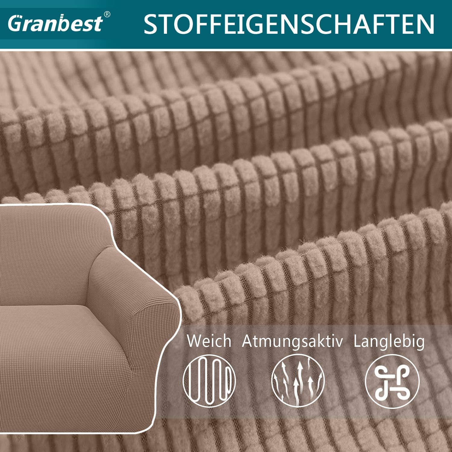 Granbest - housse canapé moderne 2 places - tissu jacquard, protection animaux