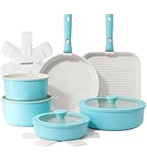 SENSARTE Set de Casseroles et Poêles 17 Pièces - Revêtement Céramique Antiadhésif - Batterie de C...