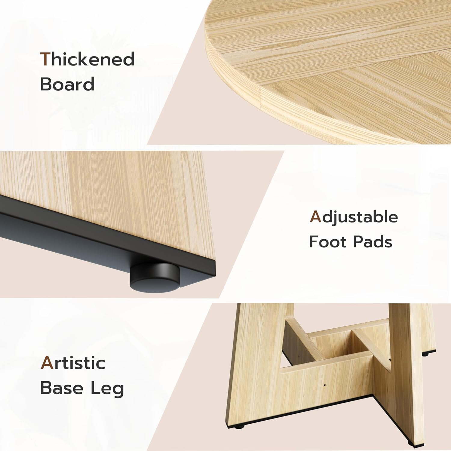 YOUDENOVA - Table rétro 120 cm, bois rond, 4-6 personnes, salle à manger