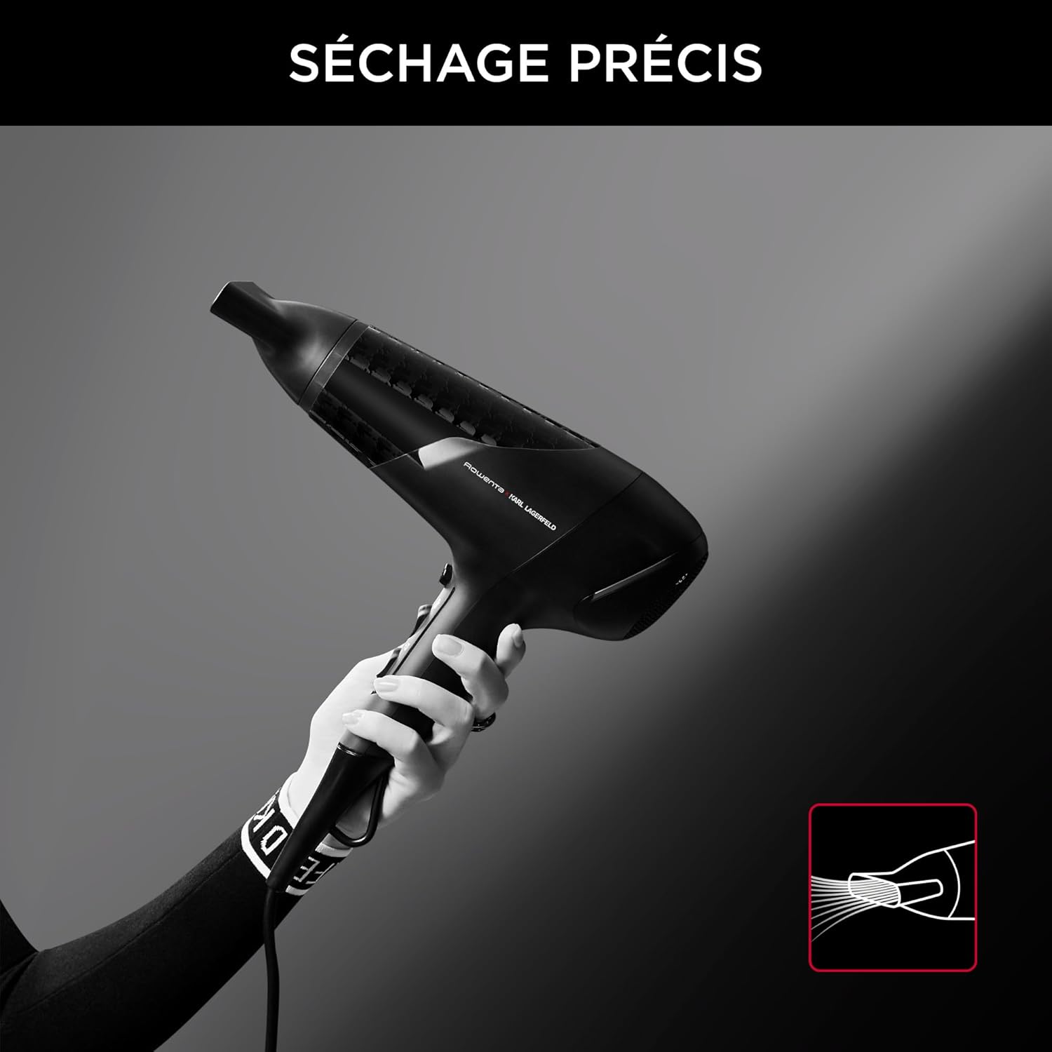 Rowenta - Studio Dry Karl Lagerfeld - sèche-cheveux compact - 6 vitesses/températures, technologie Effiwatts - CV581LF0