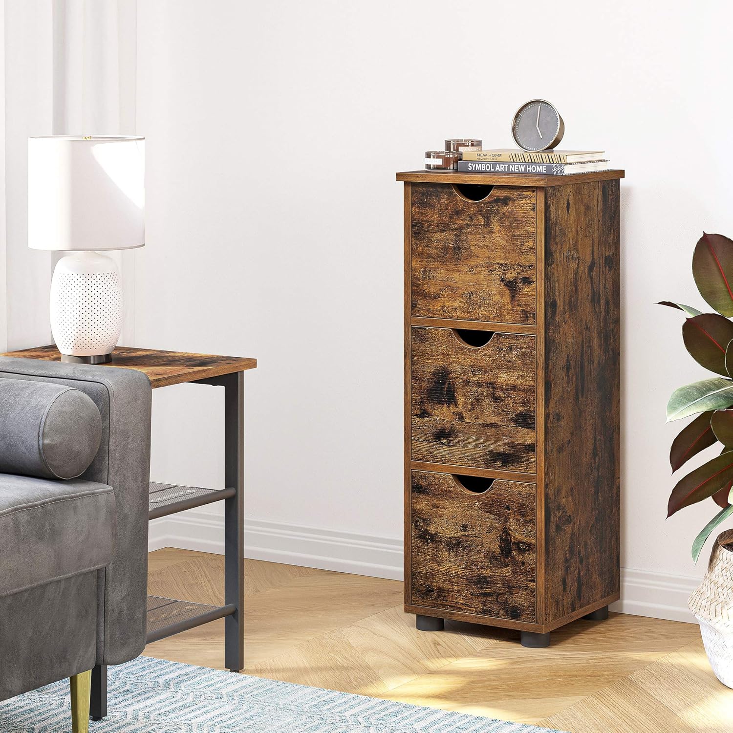 VASAGLE - armoire salle de bain moderne 30x30x80 cm 3 tiroirs BBK150X01