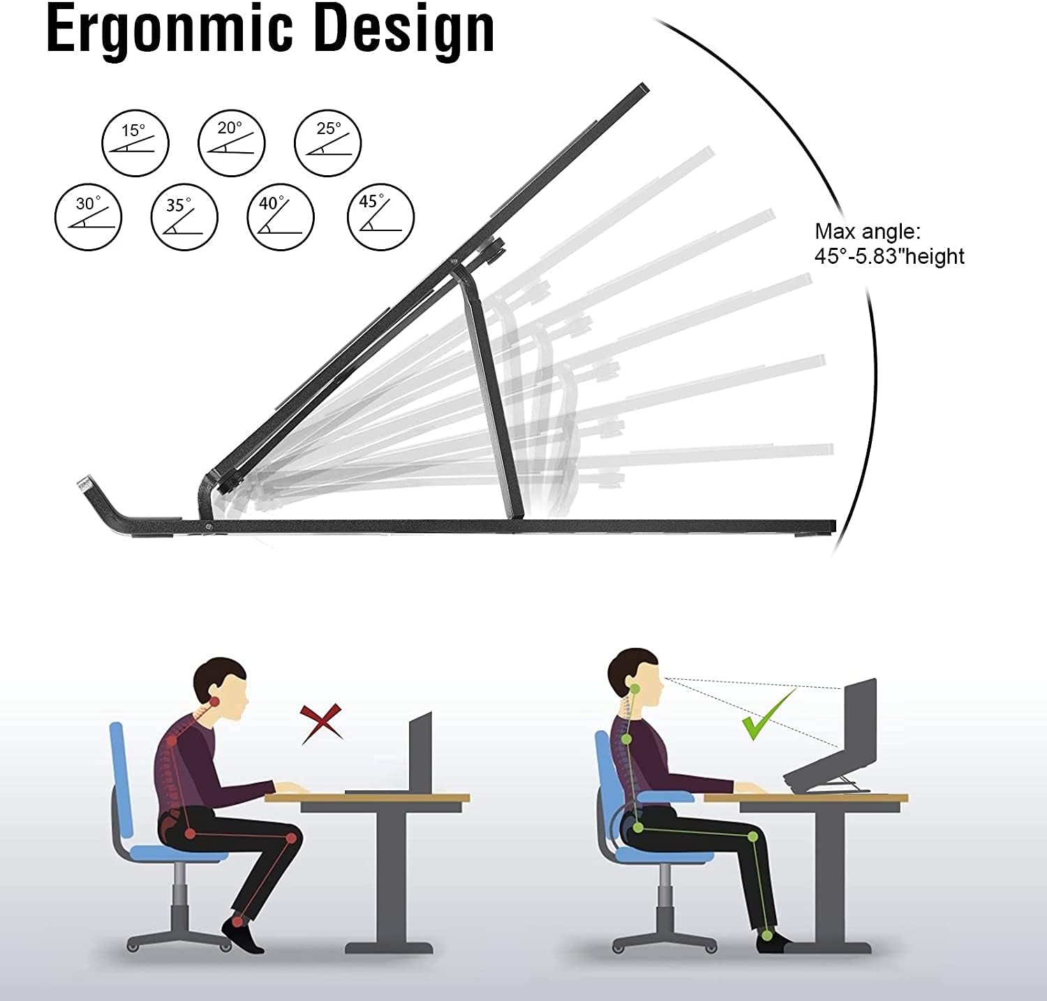 Support ordinateur portable - aluminium réglable - 10-17,3’’ - ventilé, ergonomique, compatible MacBook, HP, Dell, 10PCS