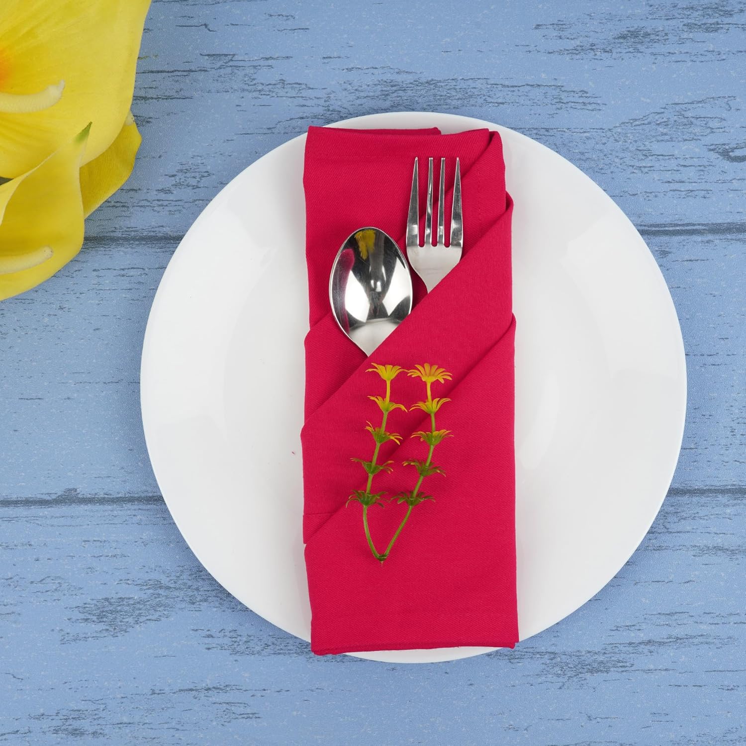 Sweet Needle - Serviettes de Table Oversize 45x45cm coton épais, lot de 12, coins arrondis