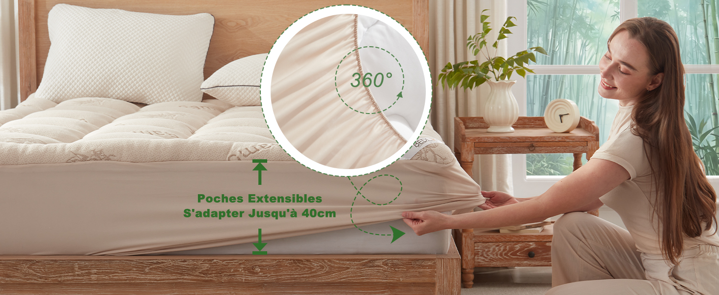 Série de photos de style de vie montrant un chargeur sans fil utilisé dans une chambre à coucher. L'appareil est montré en train de charger alors que la personne se repose à proximité.