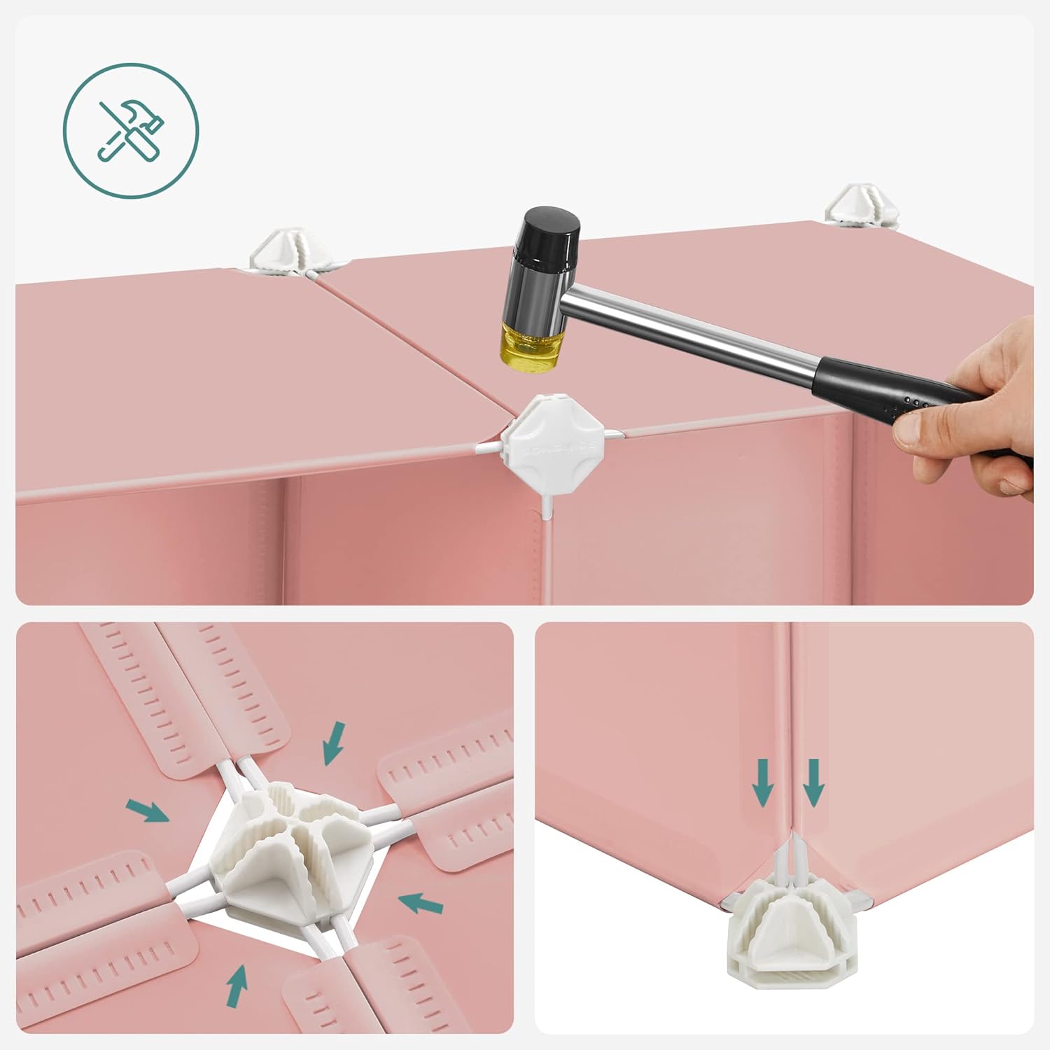 SONGMICS - armoire modulable enfant - 123x31x123cm - 16 cubes, portes, rose LPC906P01