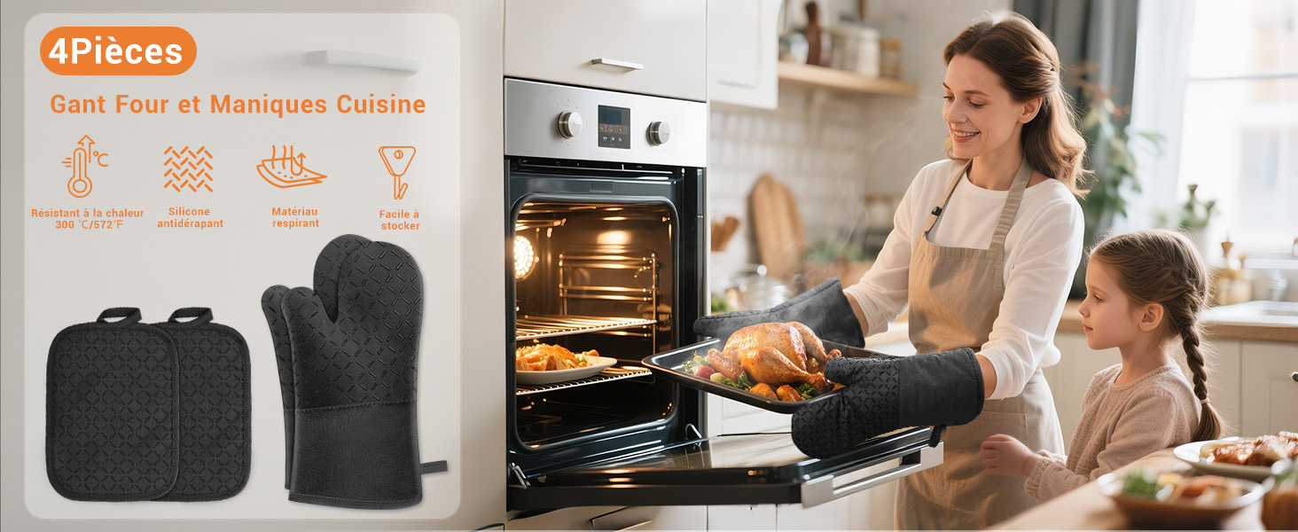 Le texte indique « 4 pièces ». Série d'images de style de vie montrant des coussins de massage ou des coussins de soutien utilisés sur des chaises et des canapés, avec des photos de produits montrant des coussins noirs.