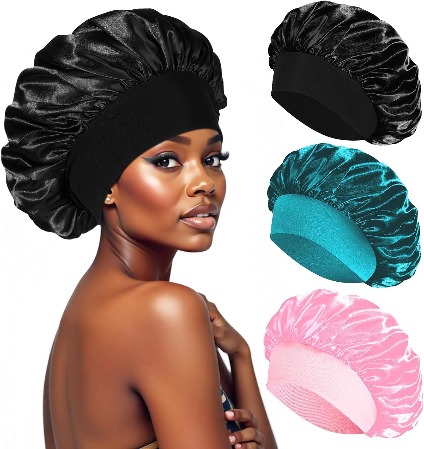 Bonnet satin nuit - soin cheveux - élastique - confort et protection