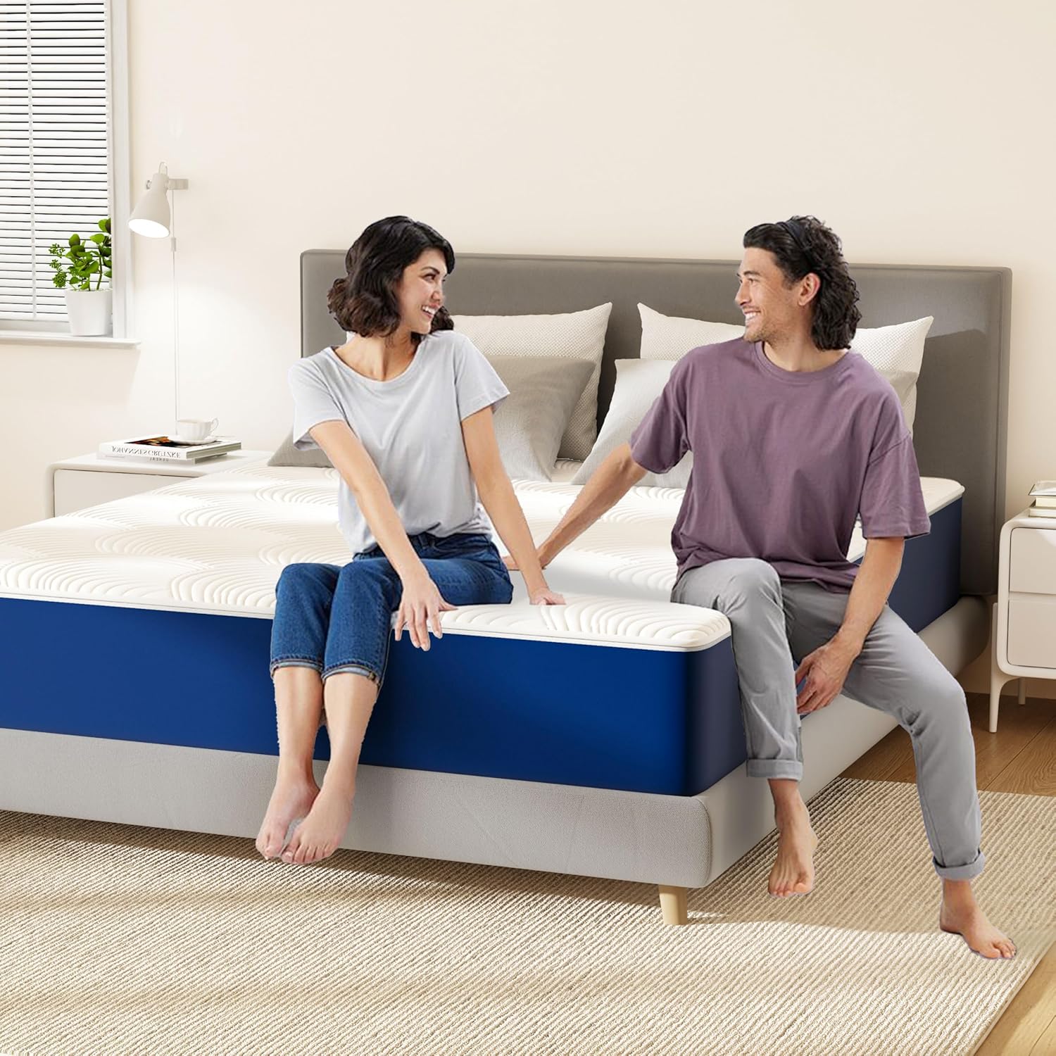 PurrJoys - matelas simple gel H3 - 90x190x25 cm - mémoire forme, housse lavable