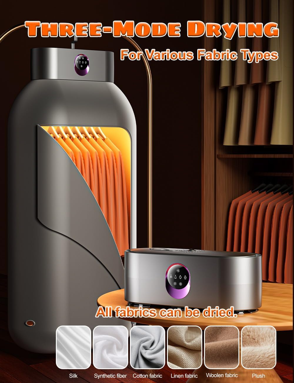 Mini sèche-linge pliable, compact, minuterie auto, portable, gris