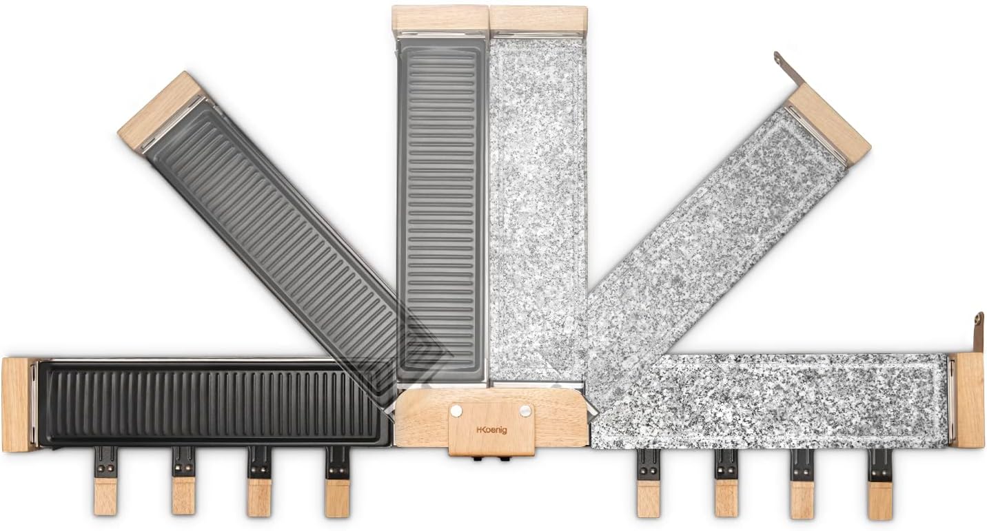 H.Koenig - raclette/fondue 8 pers - granit/bois - socle 180°, WOD360