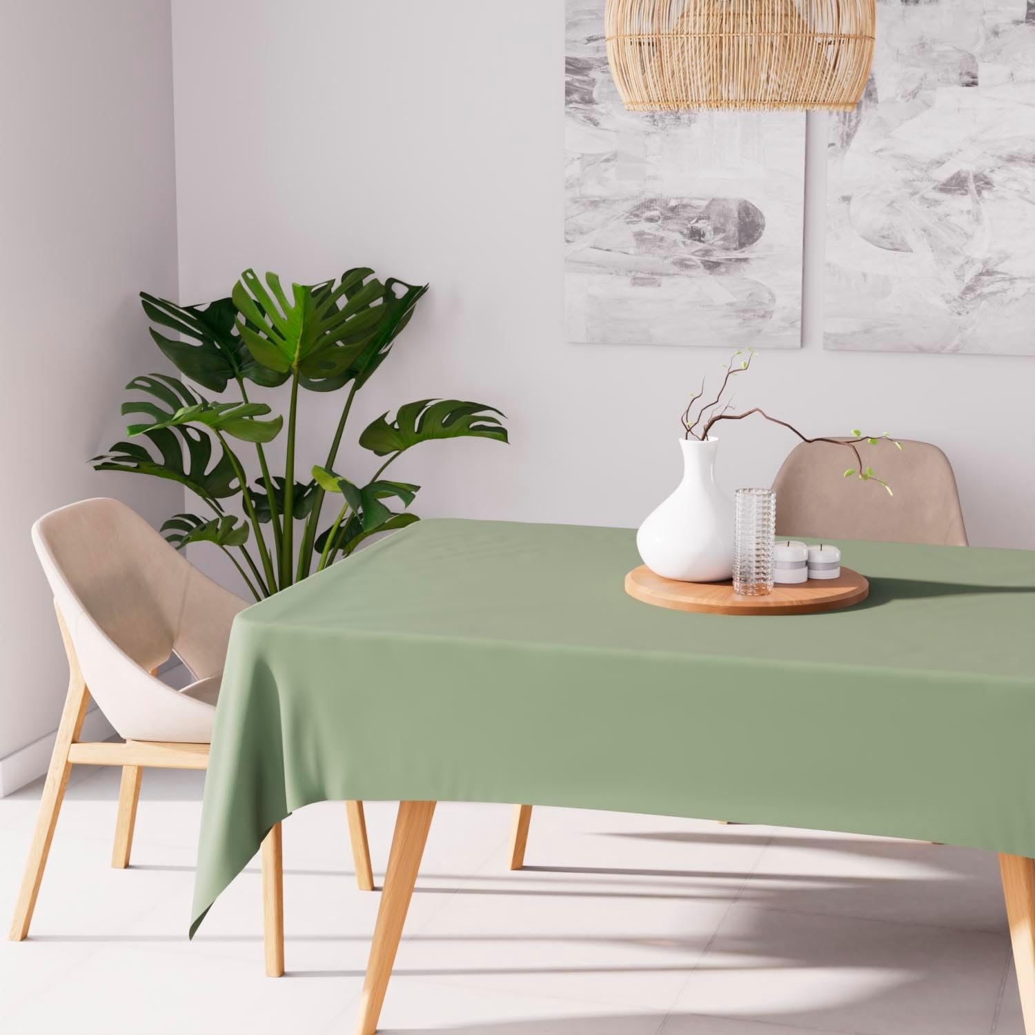 Soleil d'Ocre - Nappe Rectangle anti-tâches - 140x240 cm - Polyester, Kaki