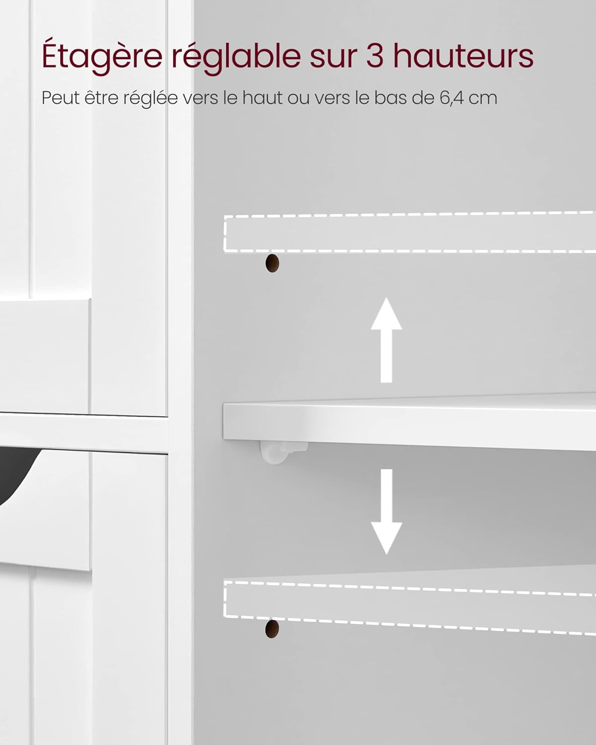 VASAGLE - meuble salle de bain à tiroirs, 30x55x82cm, blanc, LHC41W