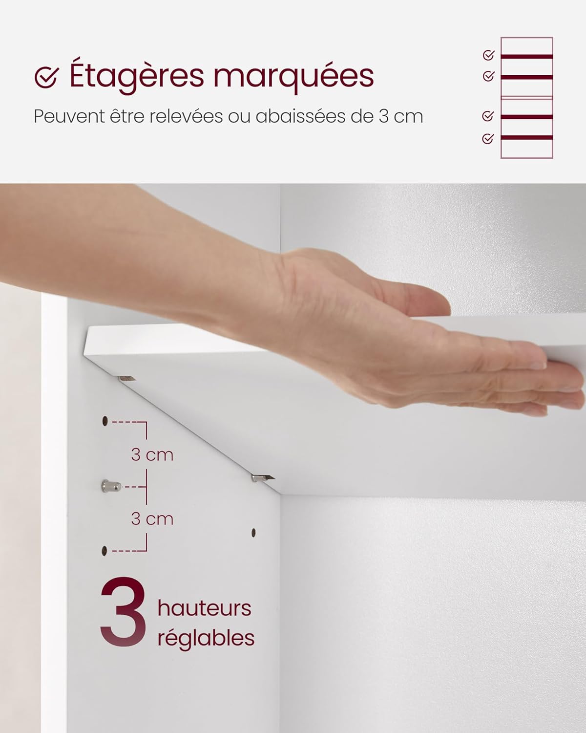 VASAGLE - bibliothèque 6 niveaux - 24x60x160,7 cm - blanc, ouverte, LBC166T14