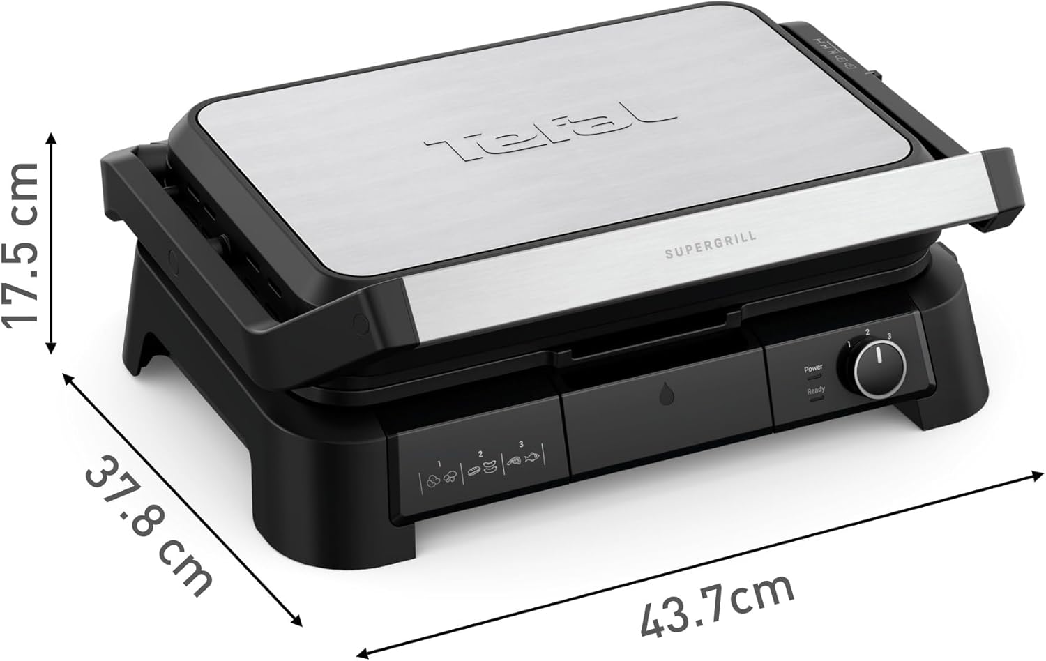 Tefal - SuperGrill 3-en-1 XL - grande surface, 2200W, thermostat ajustable - GC520DE0