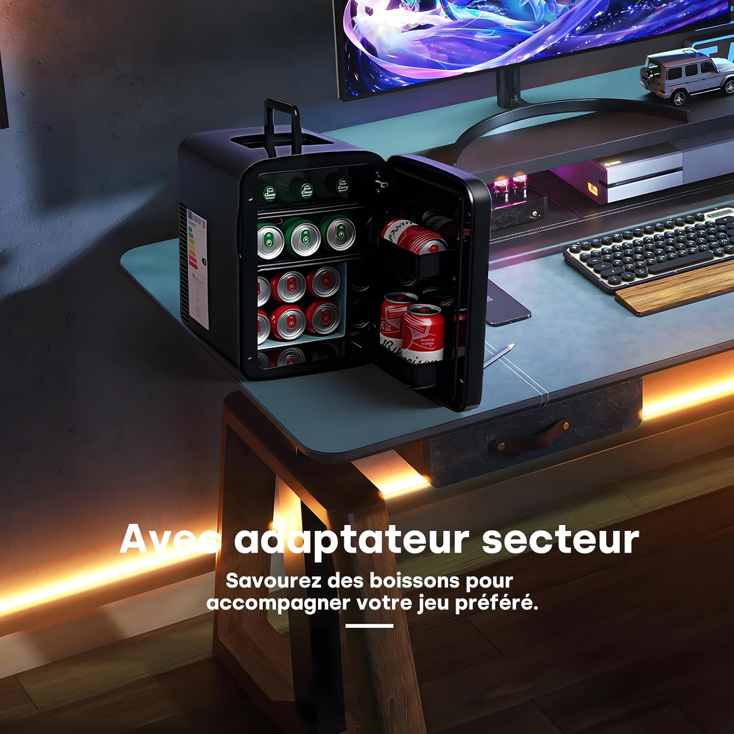 Enventor - Mini Frigo 15L, modes chaud/froid, portable, silencieux