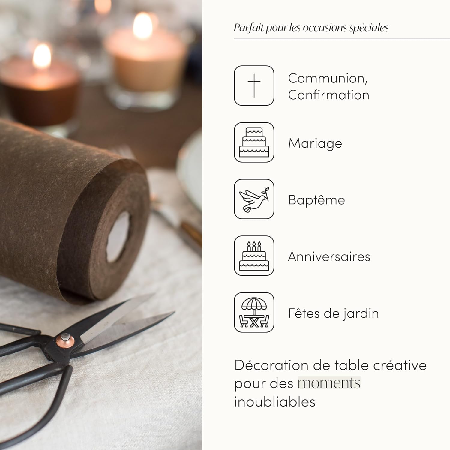 100% Mosel - Vlies Chemin de table - 30x2500cm - non tissé, marron chocolat, décoration élégante