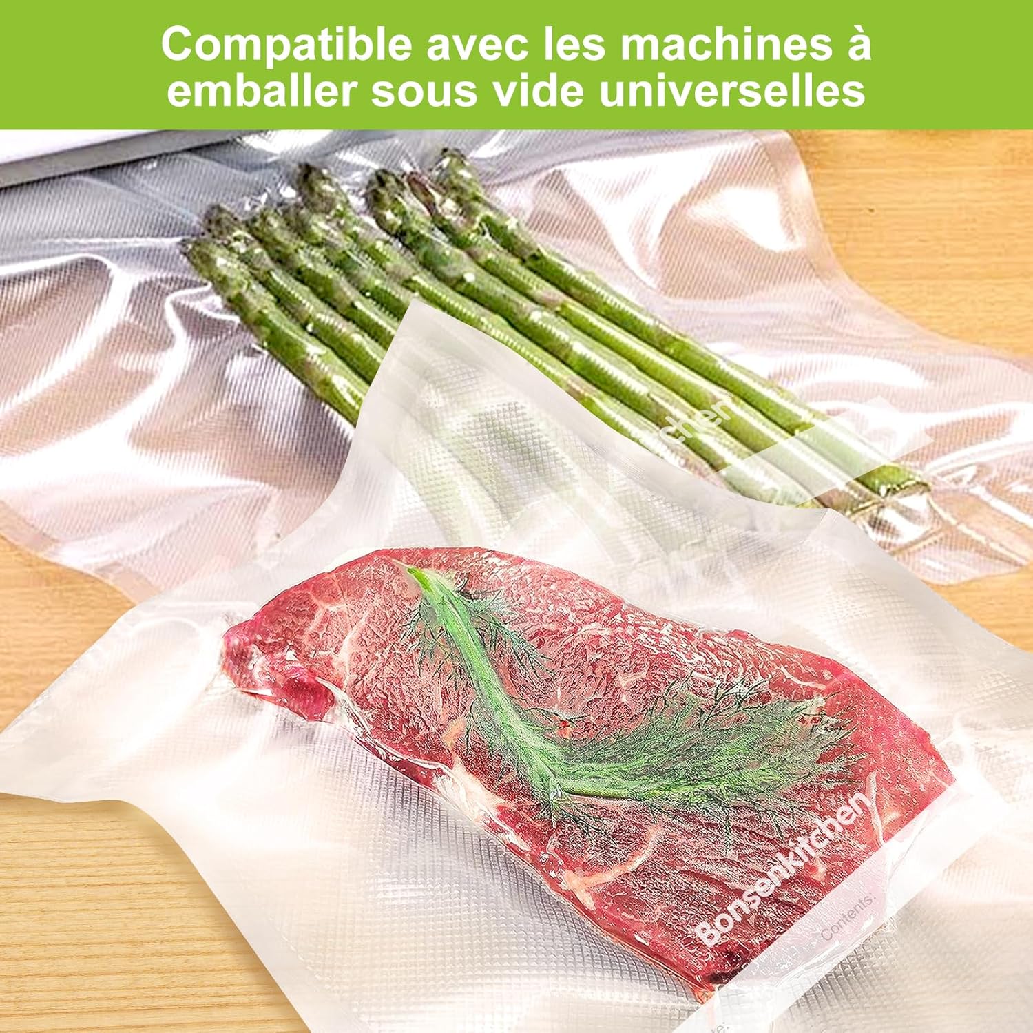 Bonsenkitchen - sacs sous vide alimentaire - 3 tailles 150 pièces - sans BPA VB3215
