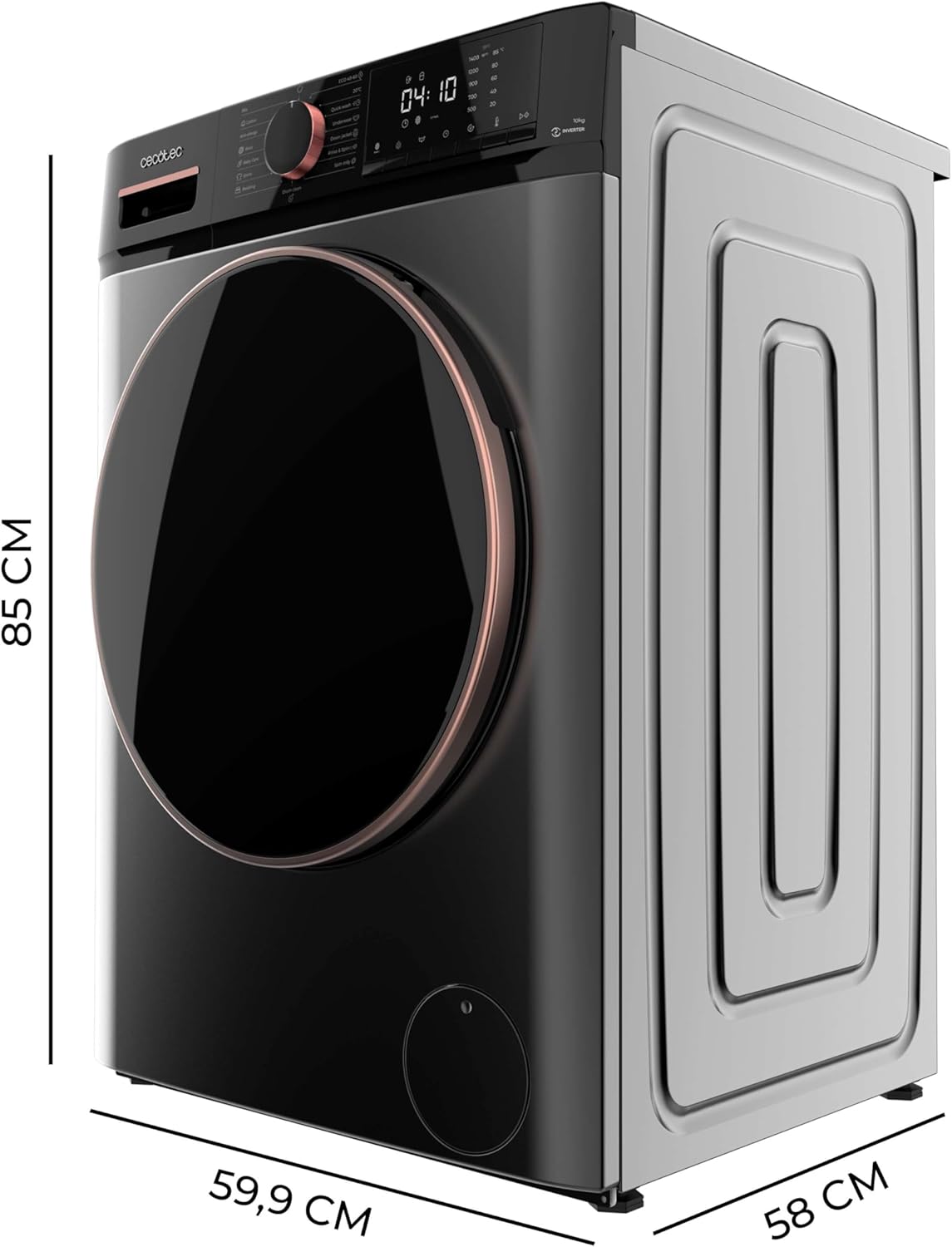 Cecotec - DressCode 10610 Inverter - 10kg - 1400 RPM, Steam Max, 15 programmes, OnSmart, Stop&Go, Drum Clean