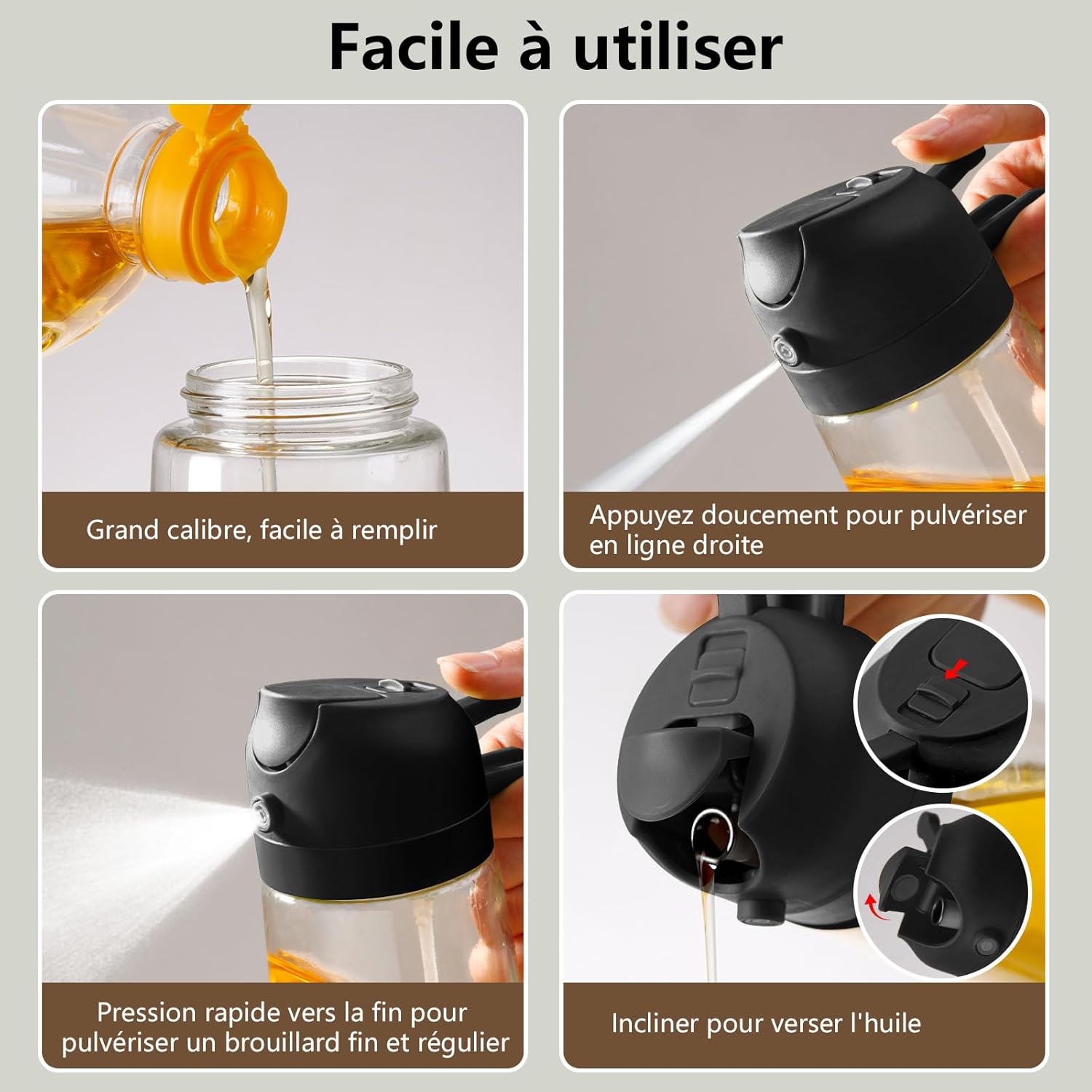 Spray Huile - Distributeur 470ml - double couleur - utilisation cuisine