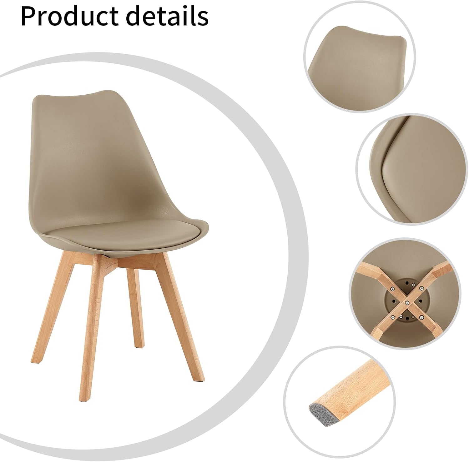 EGGREE - chaises scandinaves lot de 8 - pieds bois - assise rembourrée