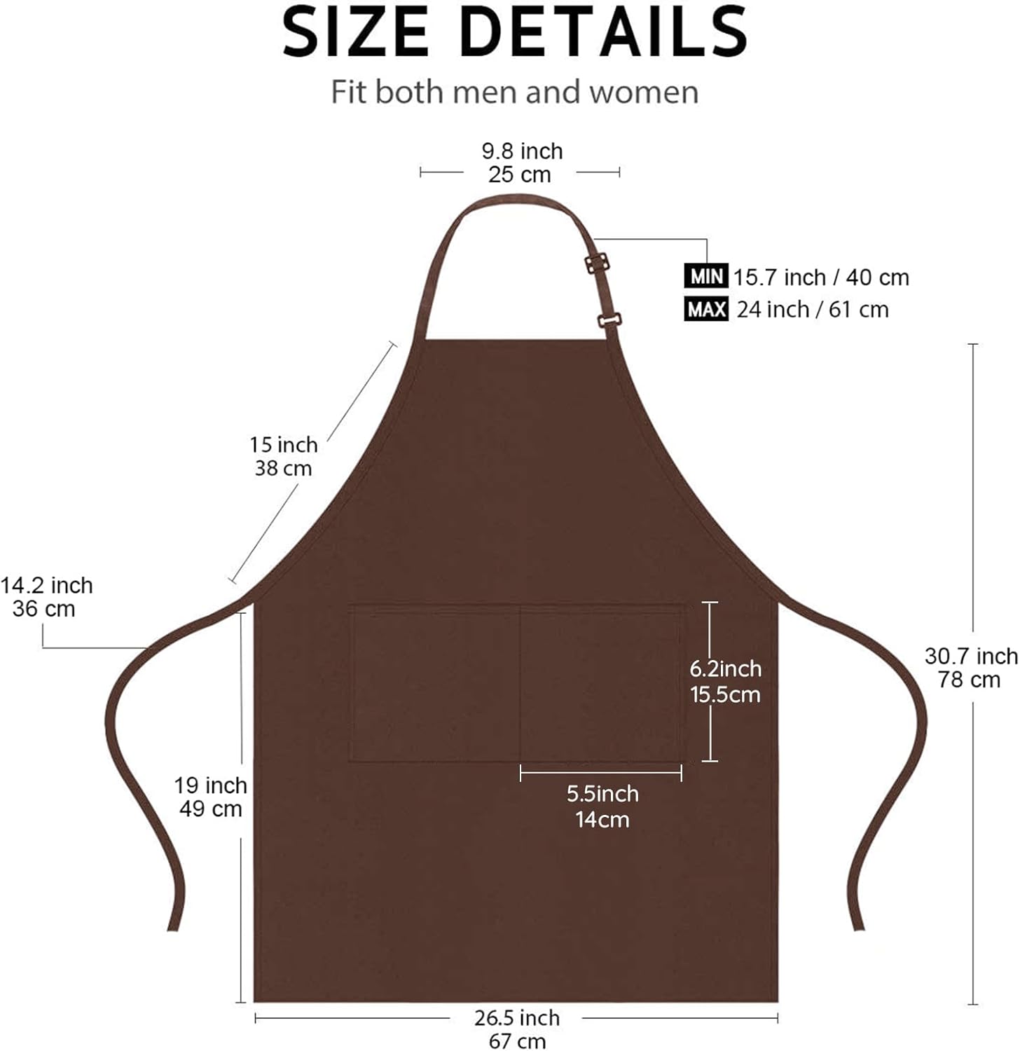atopo - Tablier chef pack 4 - réglable, étanche, 2 poches, unisexe