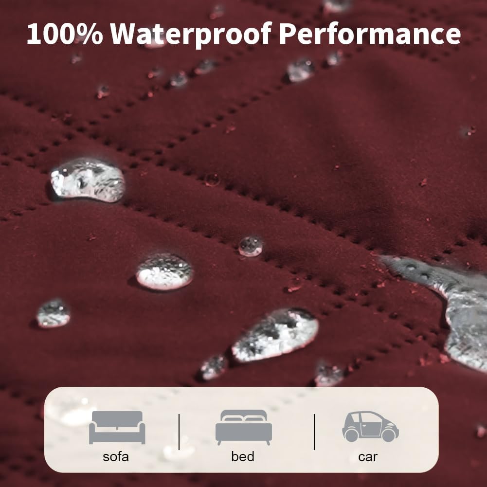 DUJUIKE - housse canapé imperméable, antidérapante, rouge, 132-208cm