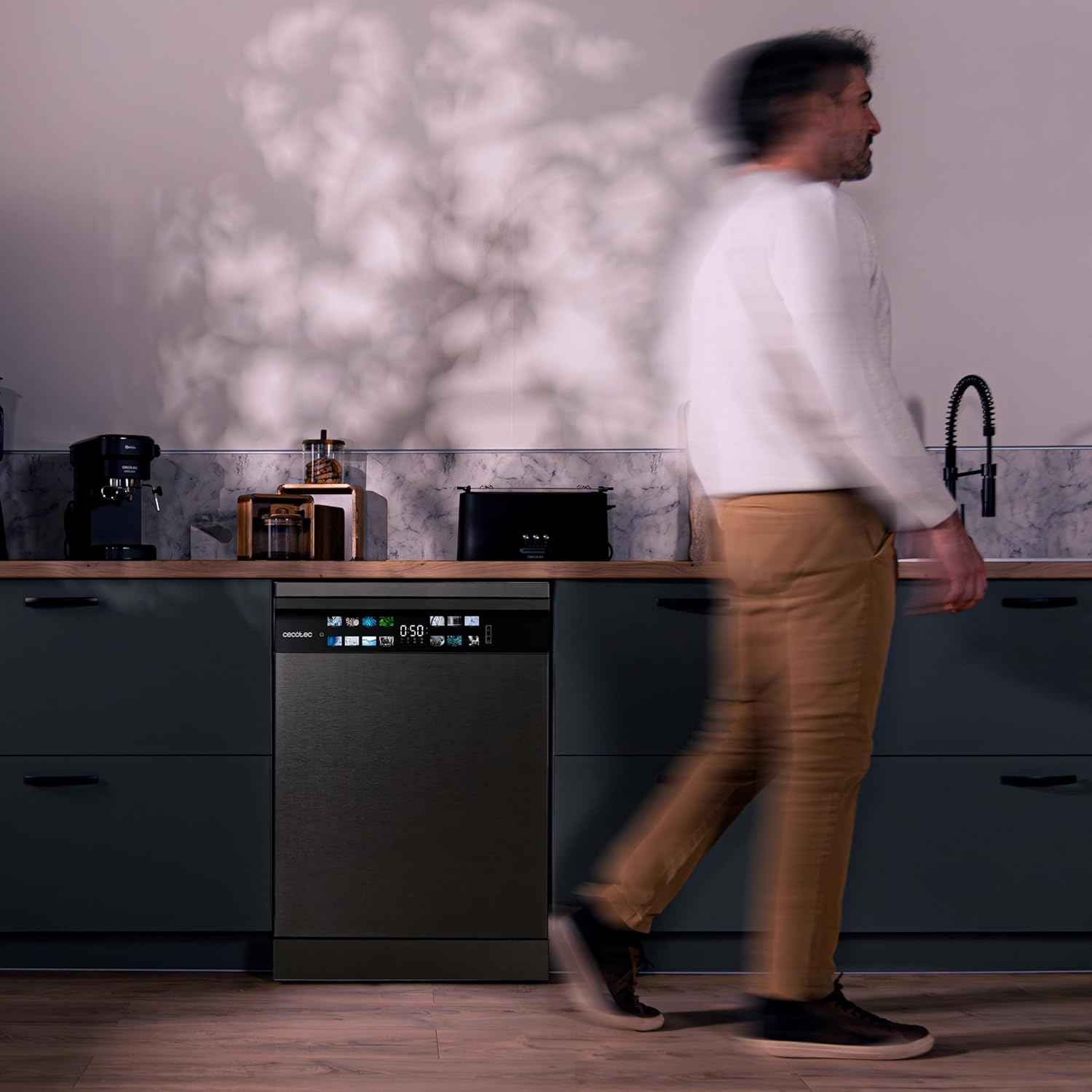 Cecotec - Bolero Aguazero 6700 Dark B - 60cm - 15 couverts, Classe B, moteur Inverter, Double Zone, Turbo Dry+