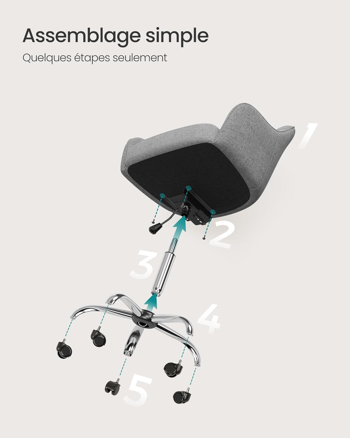 SONGMICS - fauteuil ergonomique - acier, hauteur réglable, 110kg - OBG019G01