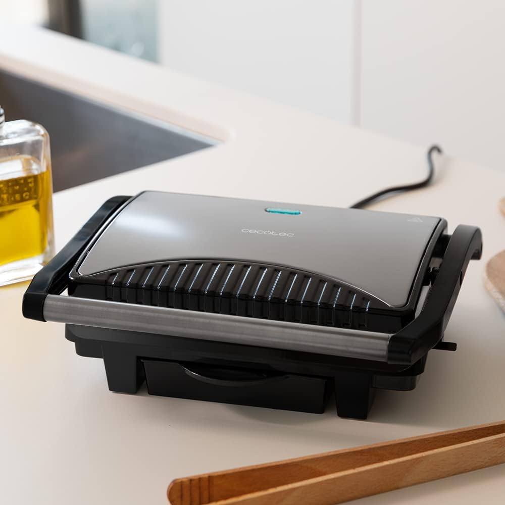 Cecotec - Rock'nGrill Rapid - 1500 W - Plaques ajustables, revêtement pierre, bac récupérateur