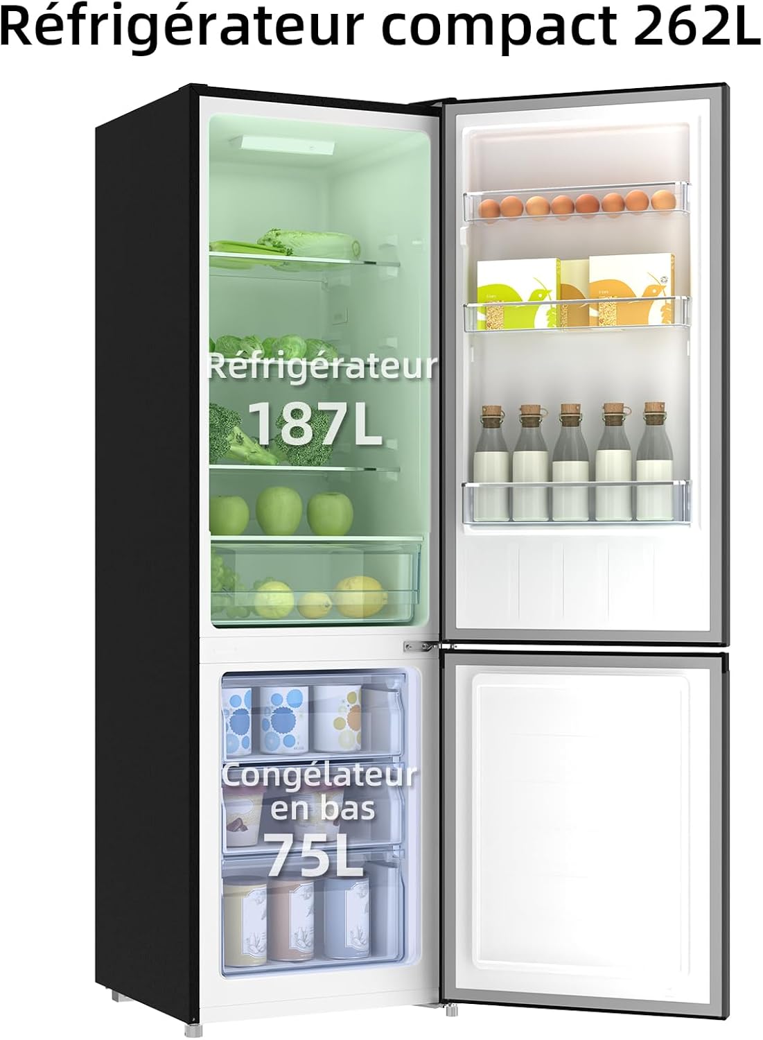 CHIQ - Réfrigérateur bas série FBM - 262L, inox, portes réversibles, low frost, silencieux, garantie 12 ans - FBM260L