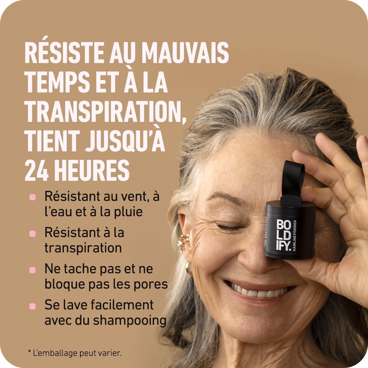 BOLDIFY - poudre racines marron clair - 4g - retouche cheveux gris