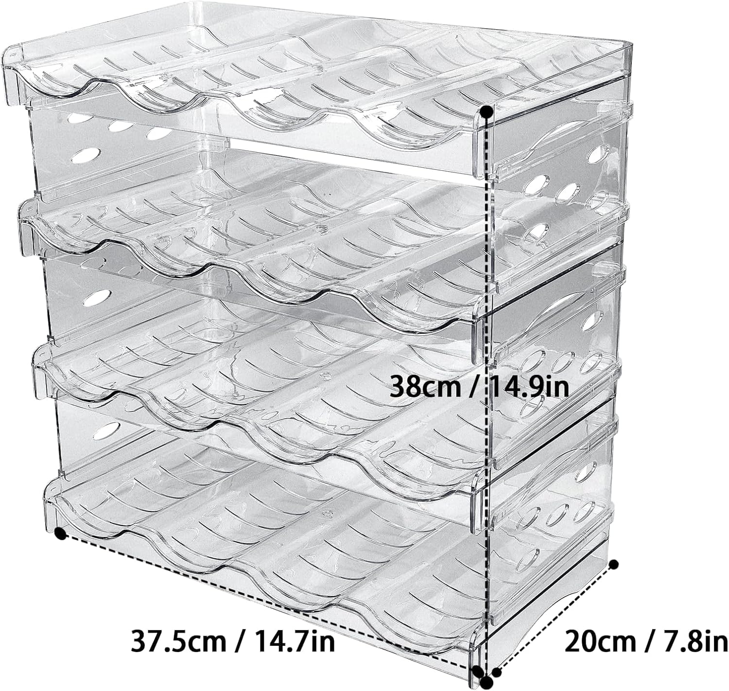 Range-bouteilles empilable - 4 pièces - plastique - 16 bouteilles, rangement frigo