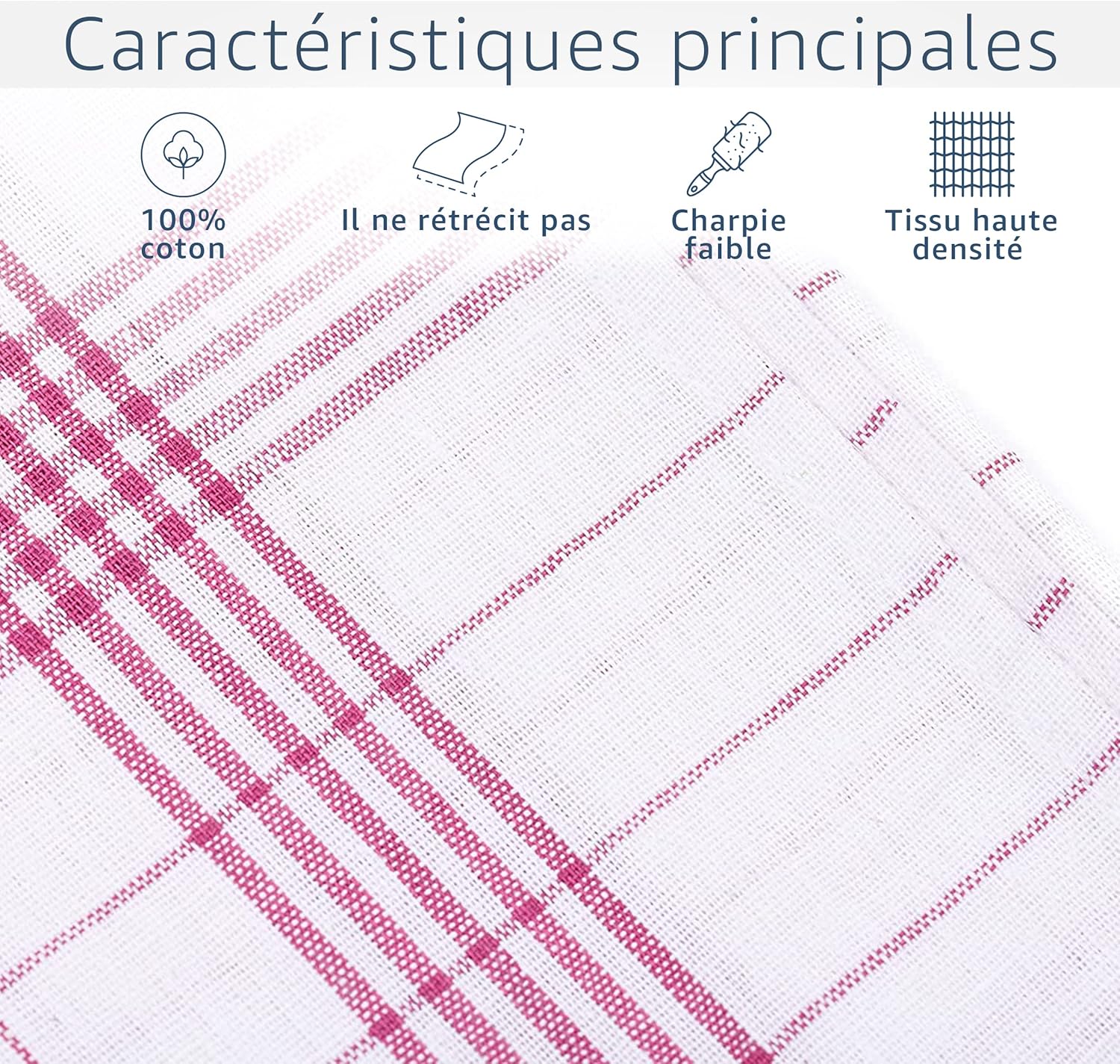 Amago - Torchons lot de 10 - 50x70 cm - coloris rouge