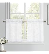 DWCN Lot de 2 rideaux brise-bise - Aspect lin - Semi-transparents - Courts - 45 x 60 cm (H x l) -...