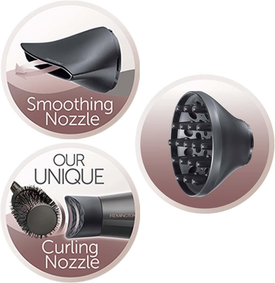 Remington - Sèche-cheveux Curl&Straight - 2200W - 3 températures, 2 vitesses, accessoires - D5707