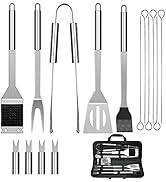Flintronic Lot de 15 ustensiles de barbecue en acier inoxydable dans un coffret