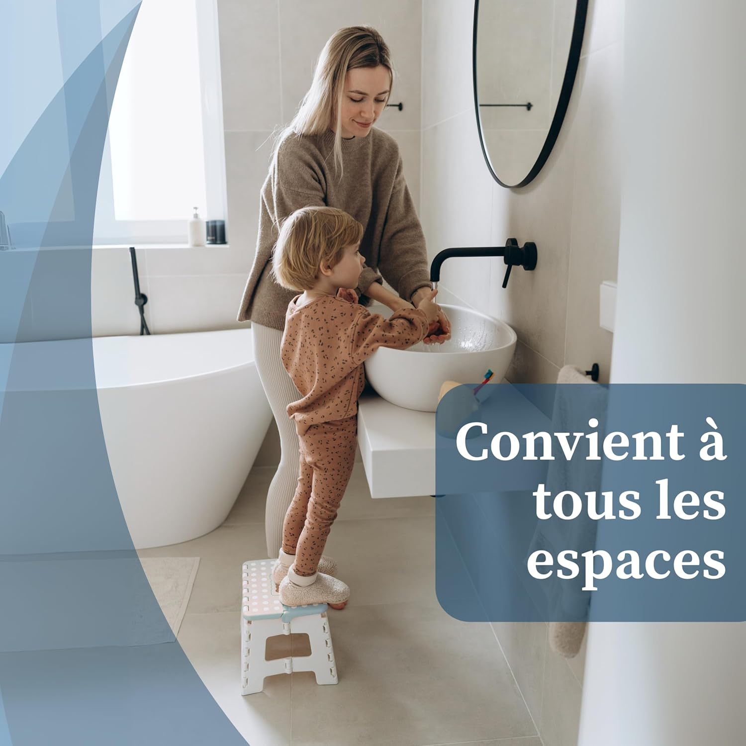 Bisoo - Tabouret pliant enfant 22cm - plastique bleu, sûr, portable