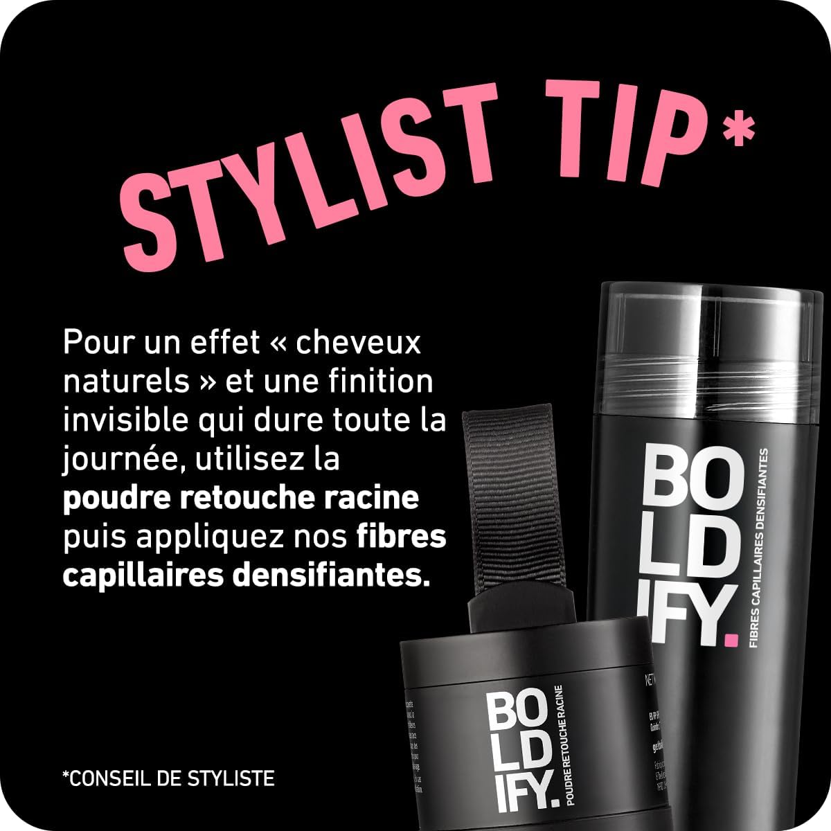 BOLDIFY - poudre racines marron clair - 4g - retouche cheveux gris