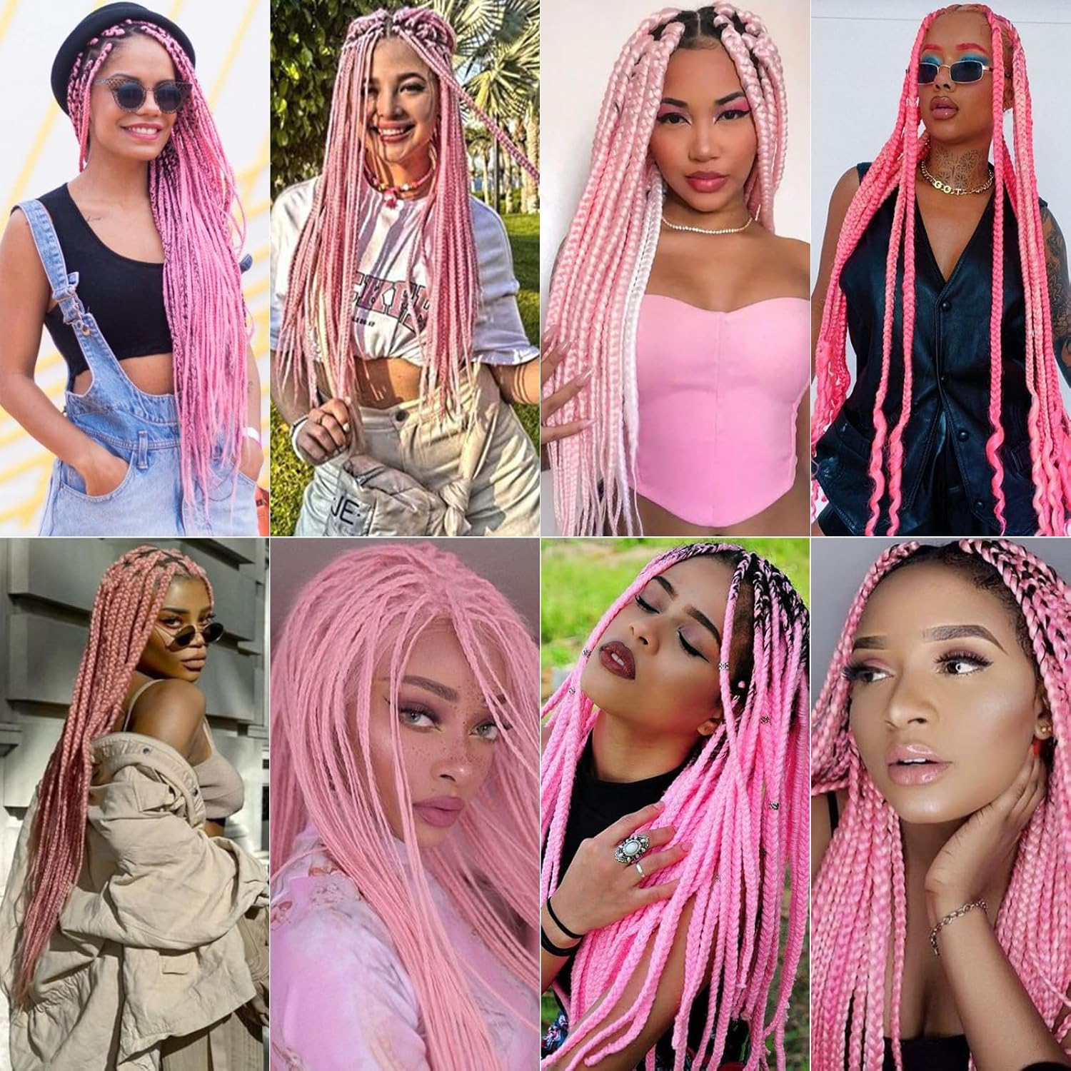 Rajout cheveux tressés pré-étirés 30 pouces rose Kanekalon, lisse, 6 paquets, synthétique, Yaki, EZ Braids