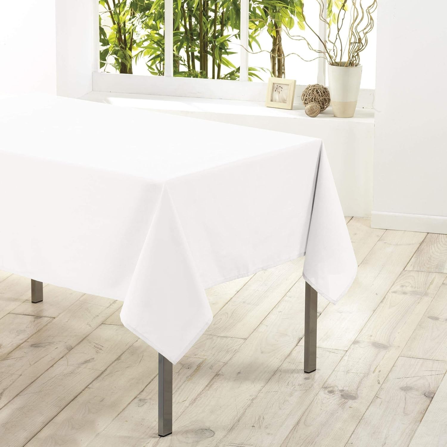 Nappe rectangle - Essentiel blanc - 140x250 cm - polyester uni
