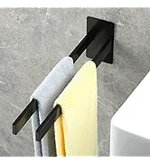 Porte-serviettes sans perçage noir Porte-serviettes autocollant salle de bain Crochet serviette de bain...