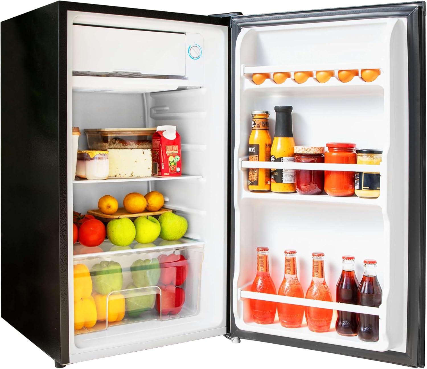 Cecotec - Bolero CoolMarket TT 90 Black - 90L - compact, porte réversible, 5 niveaux température, 5 étagères, Classe E