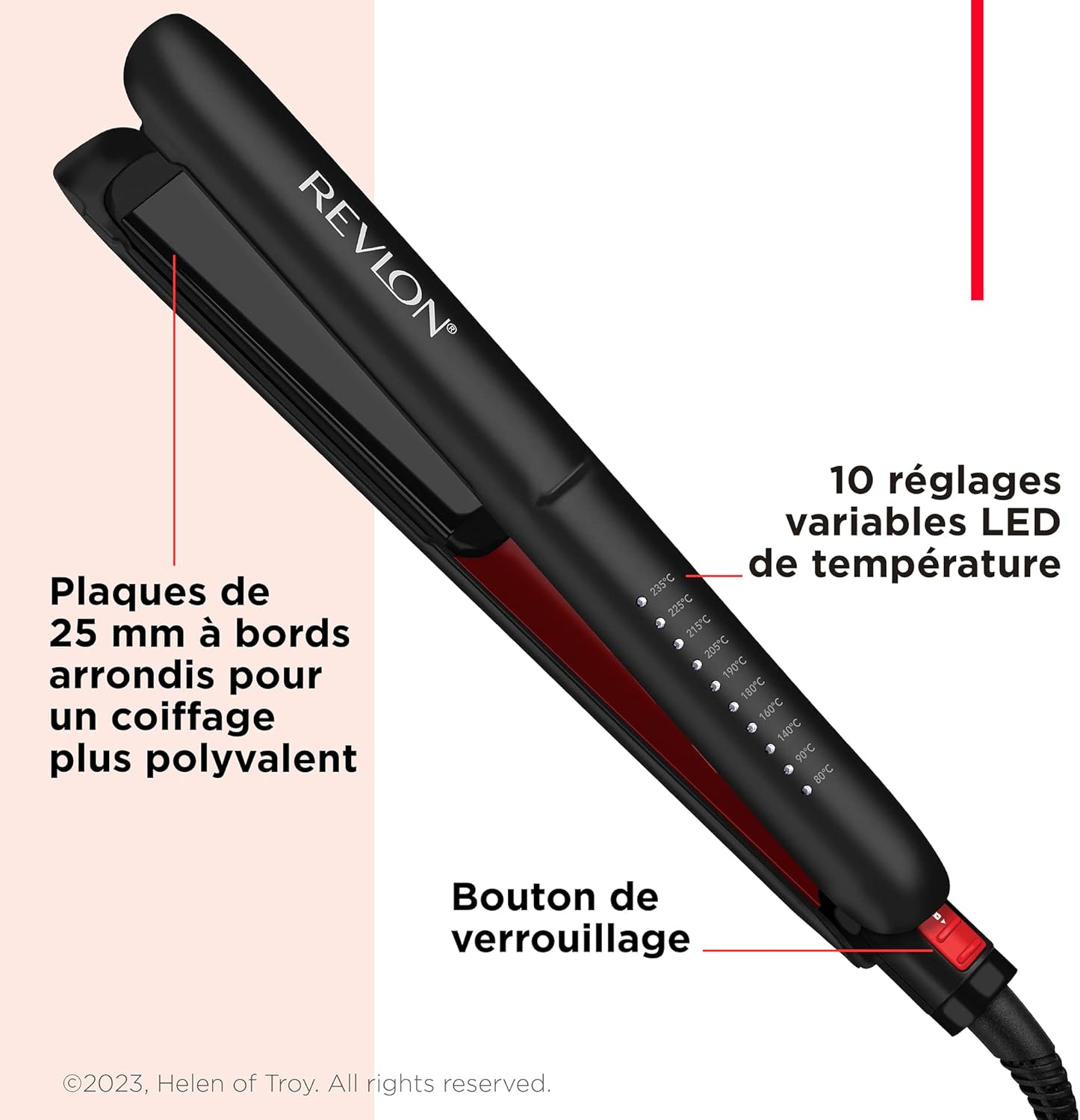 Revlon - SmoothStay 25mm - plaques céramique, huile coco, pochette voyage, température réglable - RVST2211P