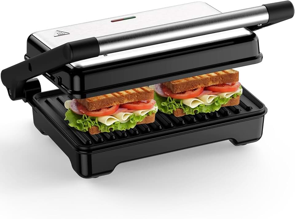 YASHE - Grille-Panini 2 tranches, 1500W, plaques XXL antiadhésives