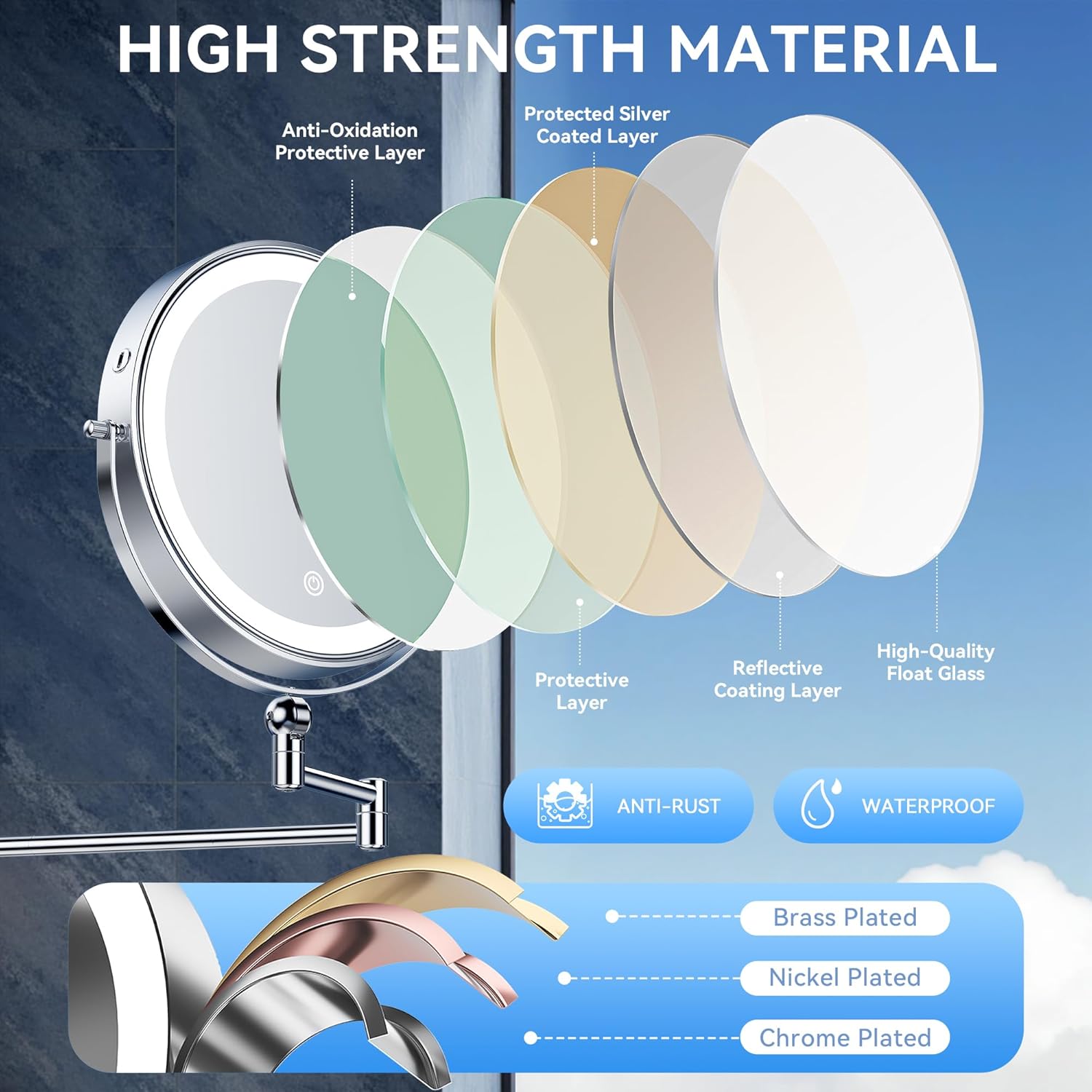 Auxmir - miroir mural double face 9