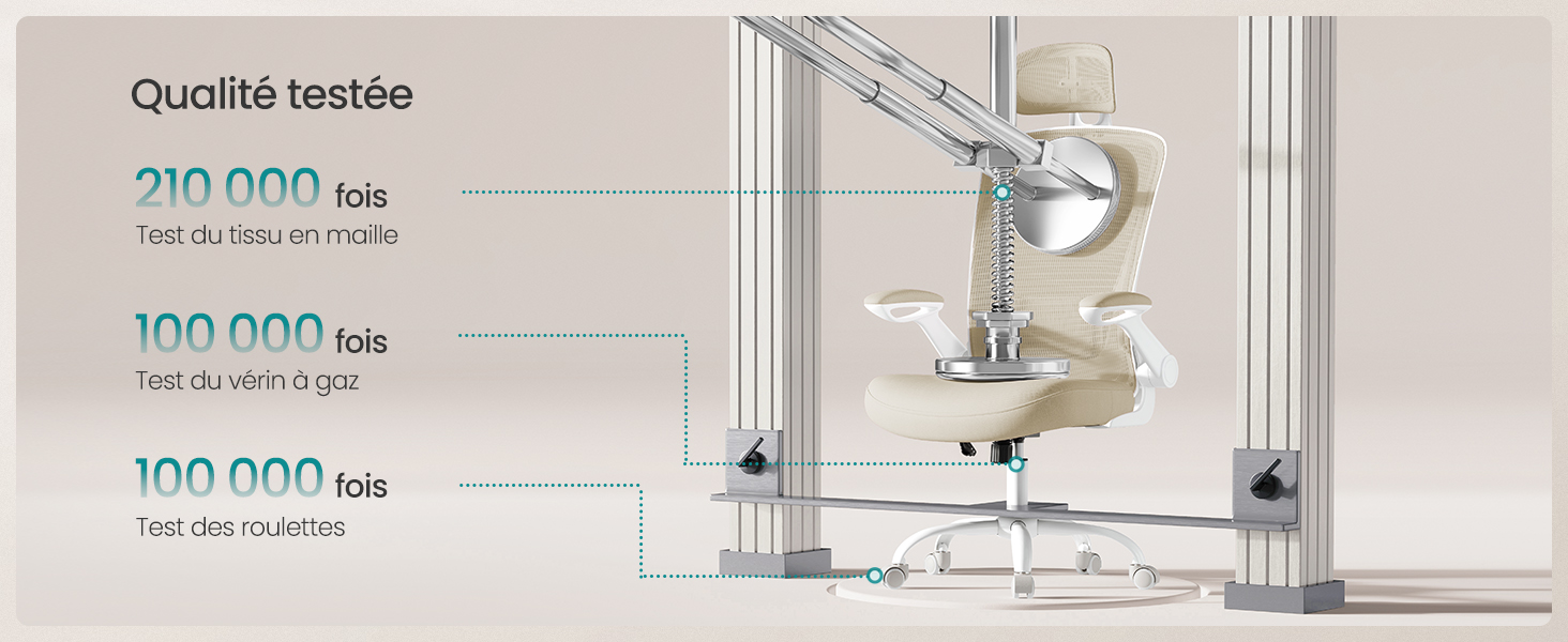 Le texte indique « Qualité testée ». Schéma technique ou schéma montrant les spécifications d'installation et les mesures de la quincaillerie des tiroirs.