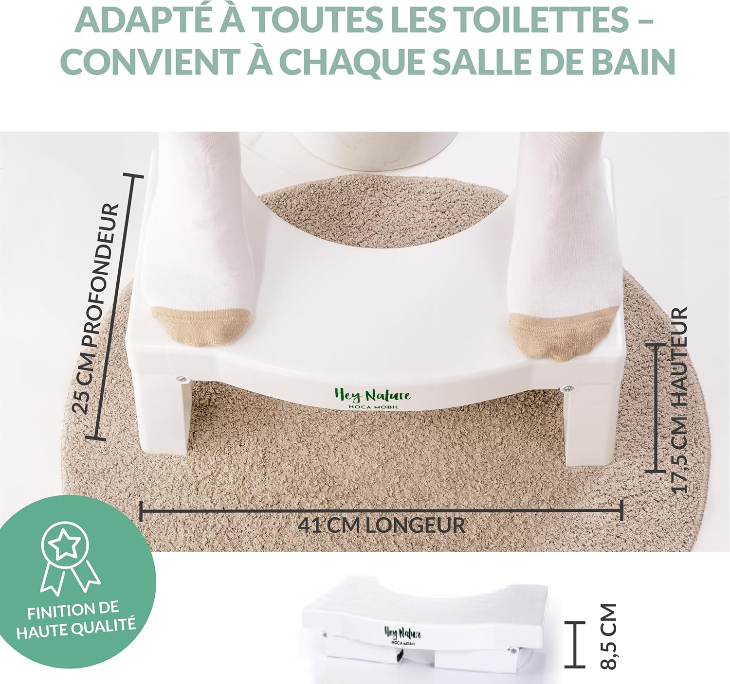 Hey Nature - HOCA Mobile - tabouret WC pliable adulte, anti-hémorroïdes, constipation