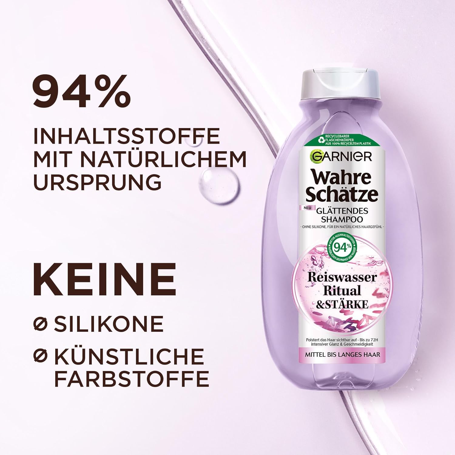 Garnier - Wahre Schätze Soin Lissant Eau de Riz - 250/200/340 ml - Brillance et souplesse cheveux mi-longs