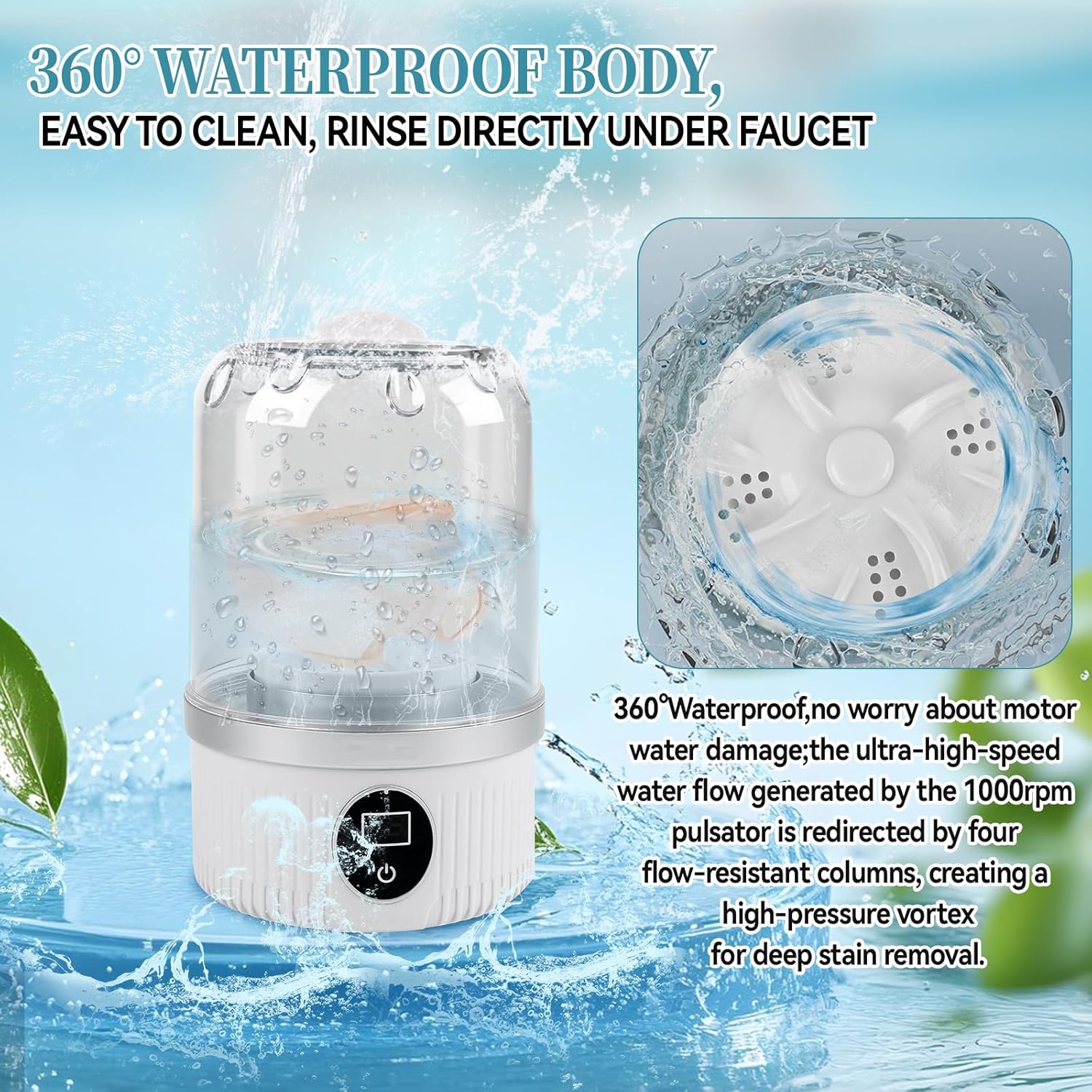 Mini machine à laver portable - 2 modes - compacte - rechargeable sans fil